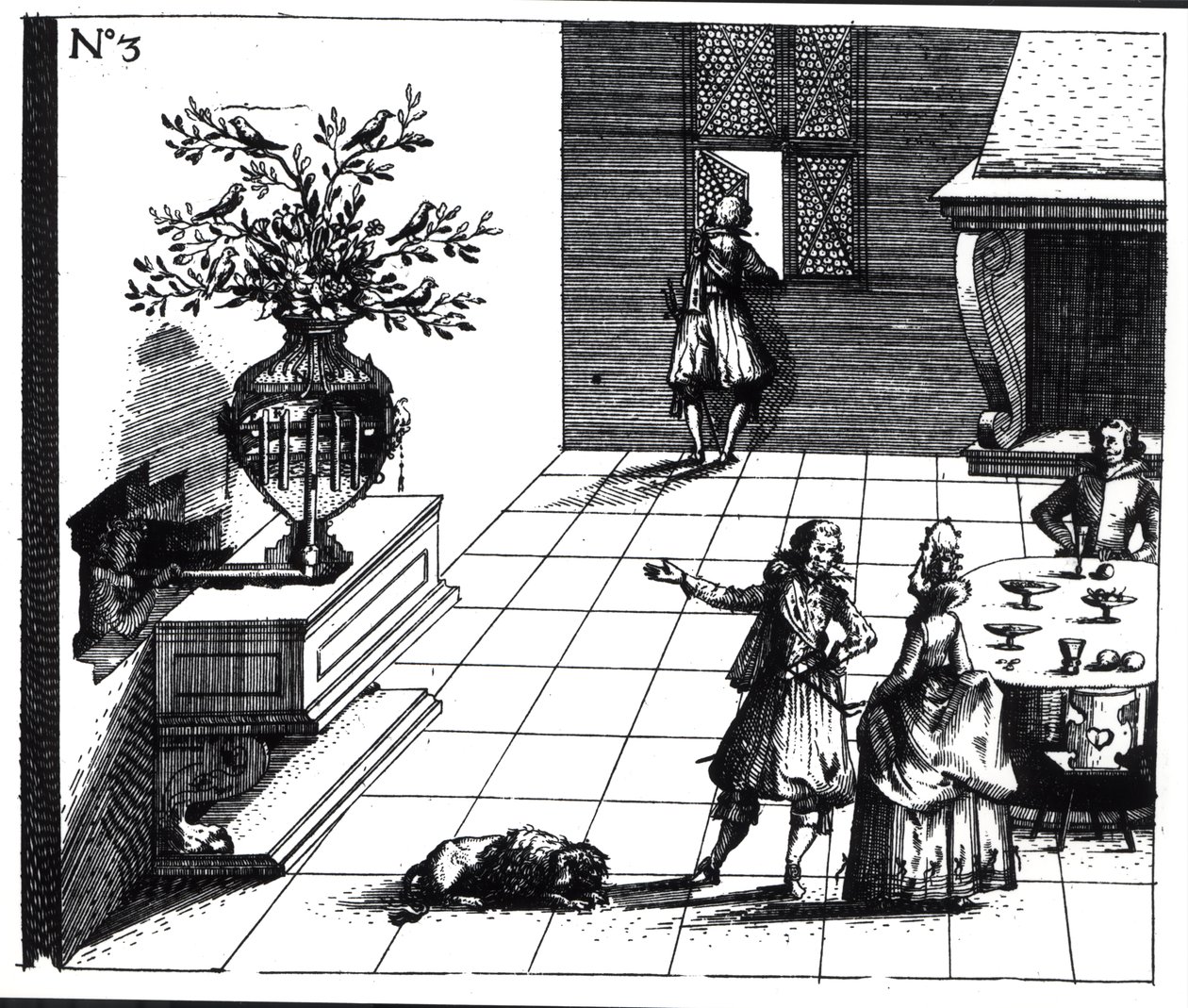 Kuş ötüşü müzik ağacı, yayınlandı c.1670 by Swiss School