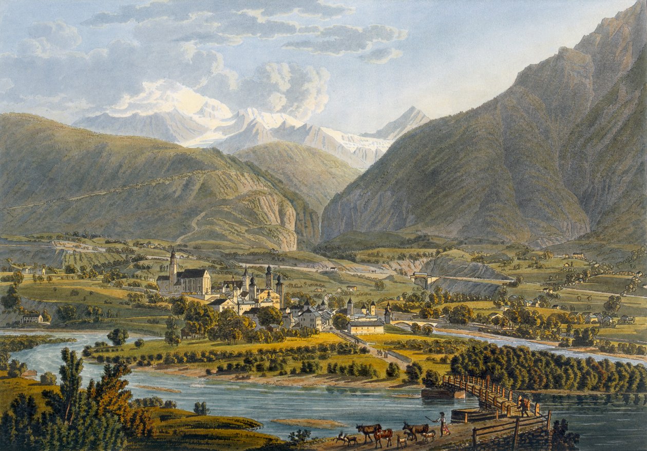 Brig on Rhone, Bernese Alpleri, İsviçre, 1819. by Swiss School
