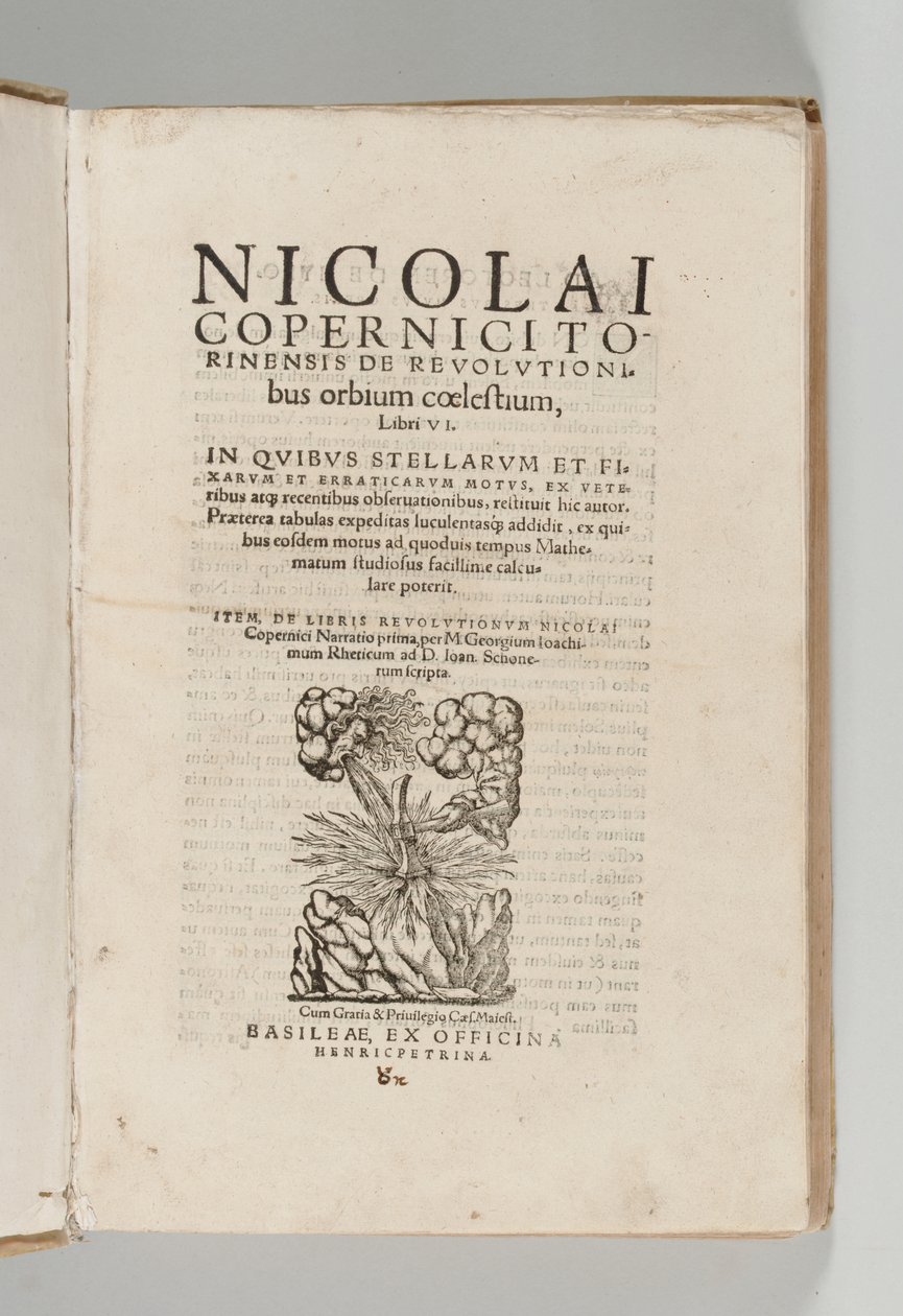 Göksel dünyaların devrimleri, Nicolaus Copernicus (1473-1543) ile De libris Revolutionum Nicolai Copernici Narratio prima, Georg Johann Rheticus (1514-74), Basel: Heinrich Petri by Swiss School