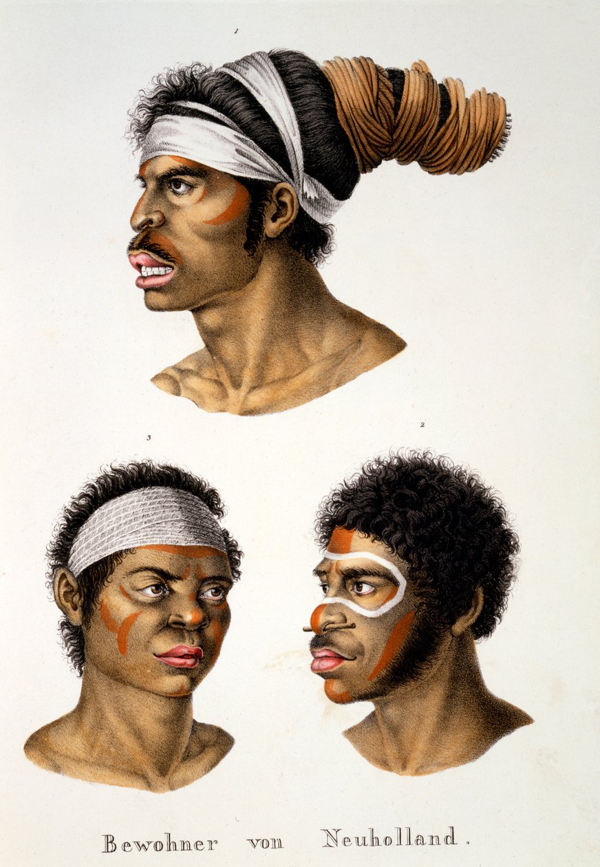 New Holland Yerlileri (Avustralya), Çeşitli Kıtalardan Çeşitli Irk Türlerinin Etnolojik Çalışmasından, C.I. Brodtmann, 1824 by Swiss School