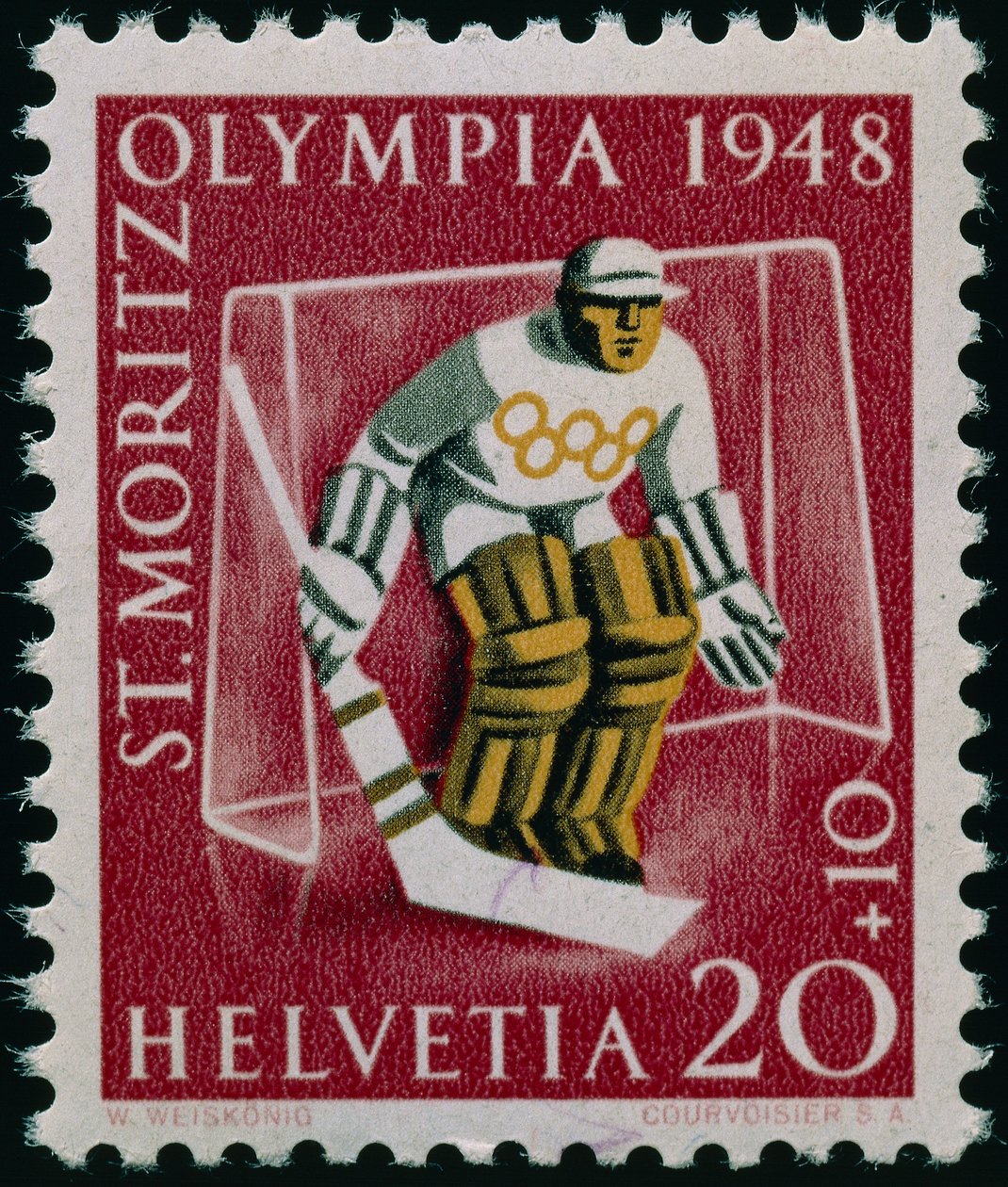 1948 Kış Olimpiyatları anısına pul by Swiss School