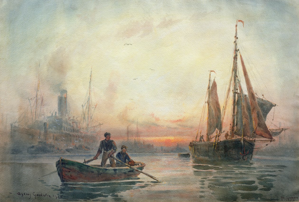 Londra Havuzunda Gün Batımı, 1913 by Sydney Goodwin