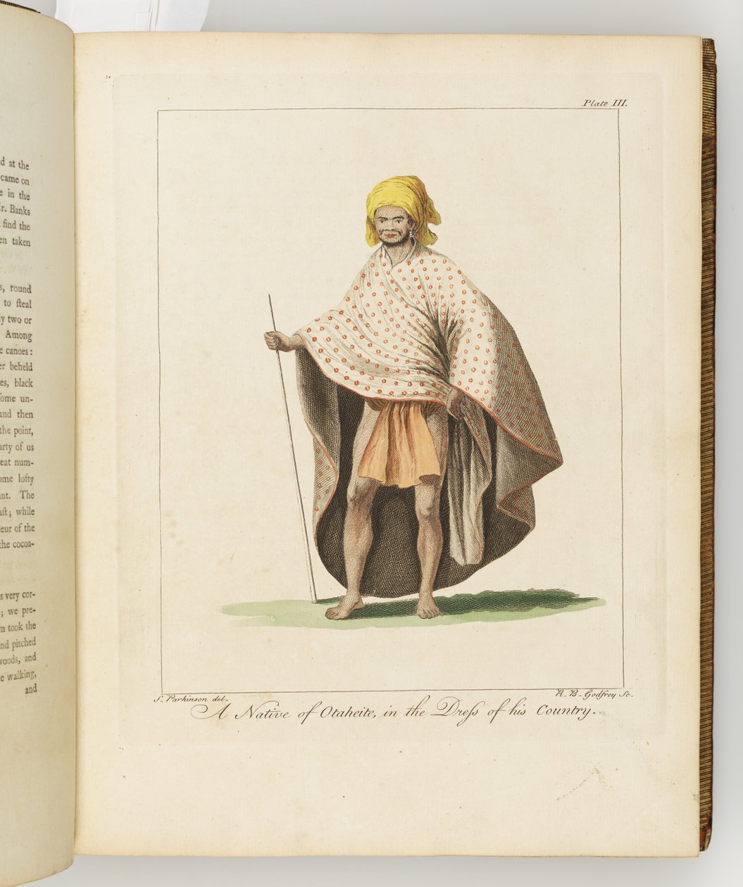 Otaheite Yerlisi, Güney Denizlerine yapılan bir yolculuğun günlüğünden bir örnek: Majestelerinin gemisinde, Endeavour, 1794 (el renkli gravür) by Sydney