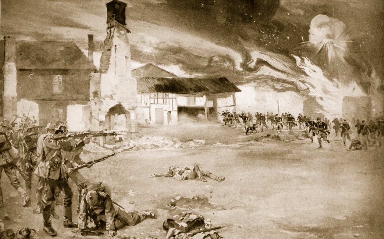 Fransızlar, Alman İmparatorluk Muhafızlarını dört kez el değiştiren bir köyde yenilgiye uğrattı, 1914-19 by Sydney Adamson