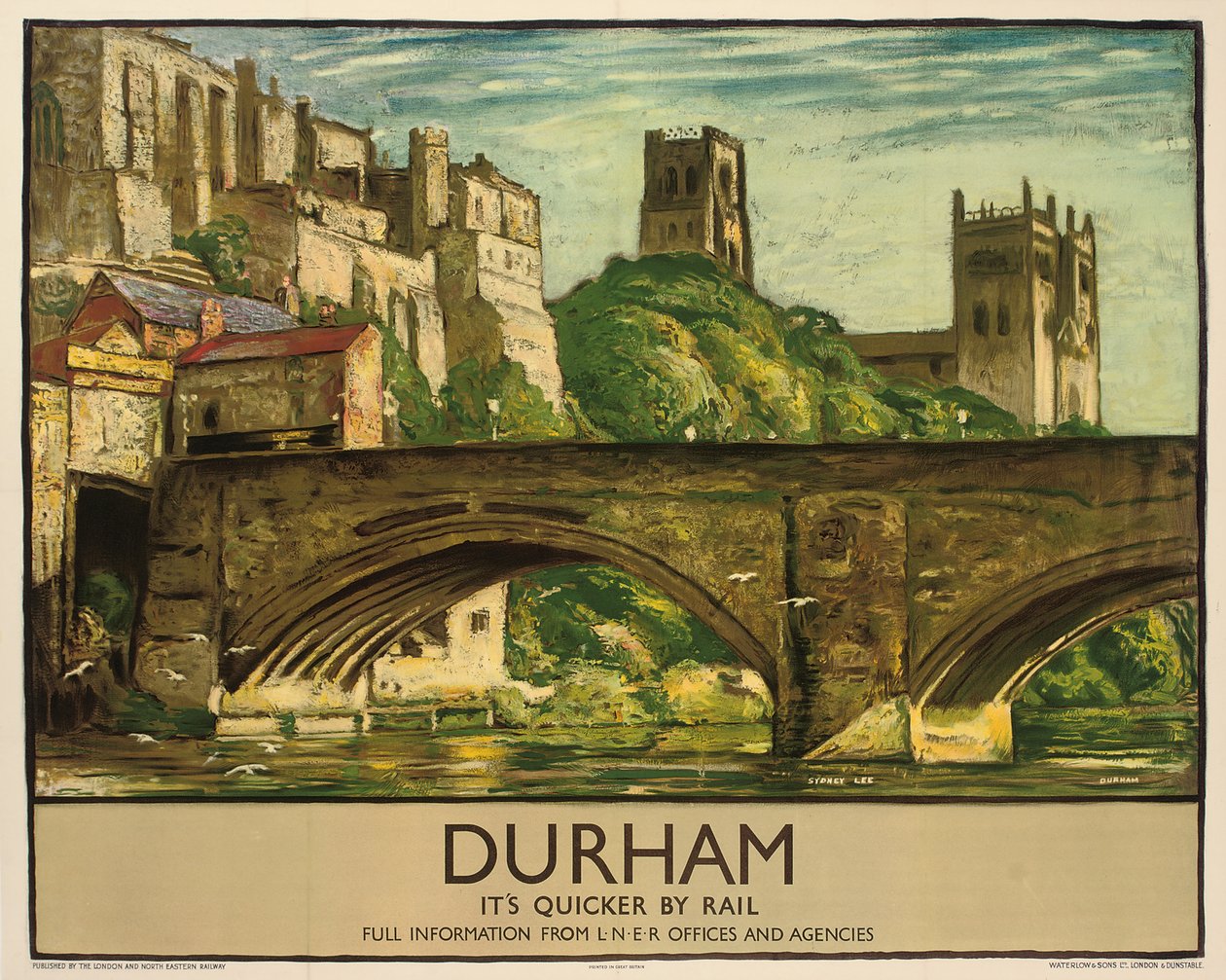 Durham, c.1935 (renkli litografi) reklamı yapan bir İngiliz Demiryolları afişi by Sydney Lee