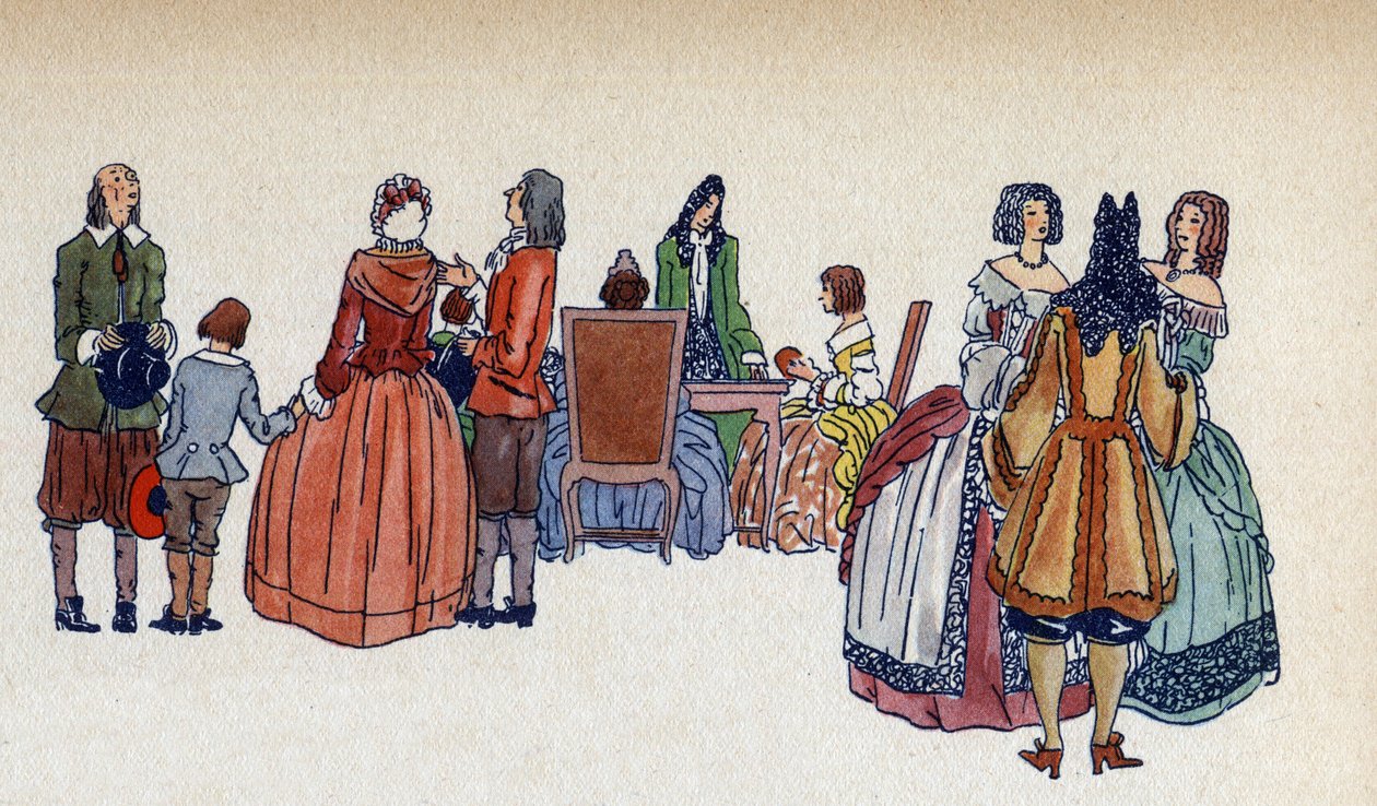 The people in the apartments of Versailles - Illustration by Sylvain Sauvage (1888-1948) for the book “Louis XIV” by Frantz Funk-Brentano (1862-1947) of 1938 by Sylvain Sauvage