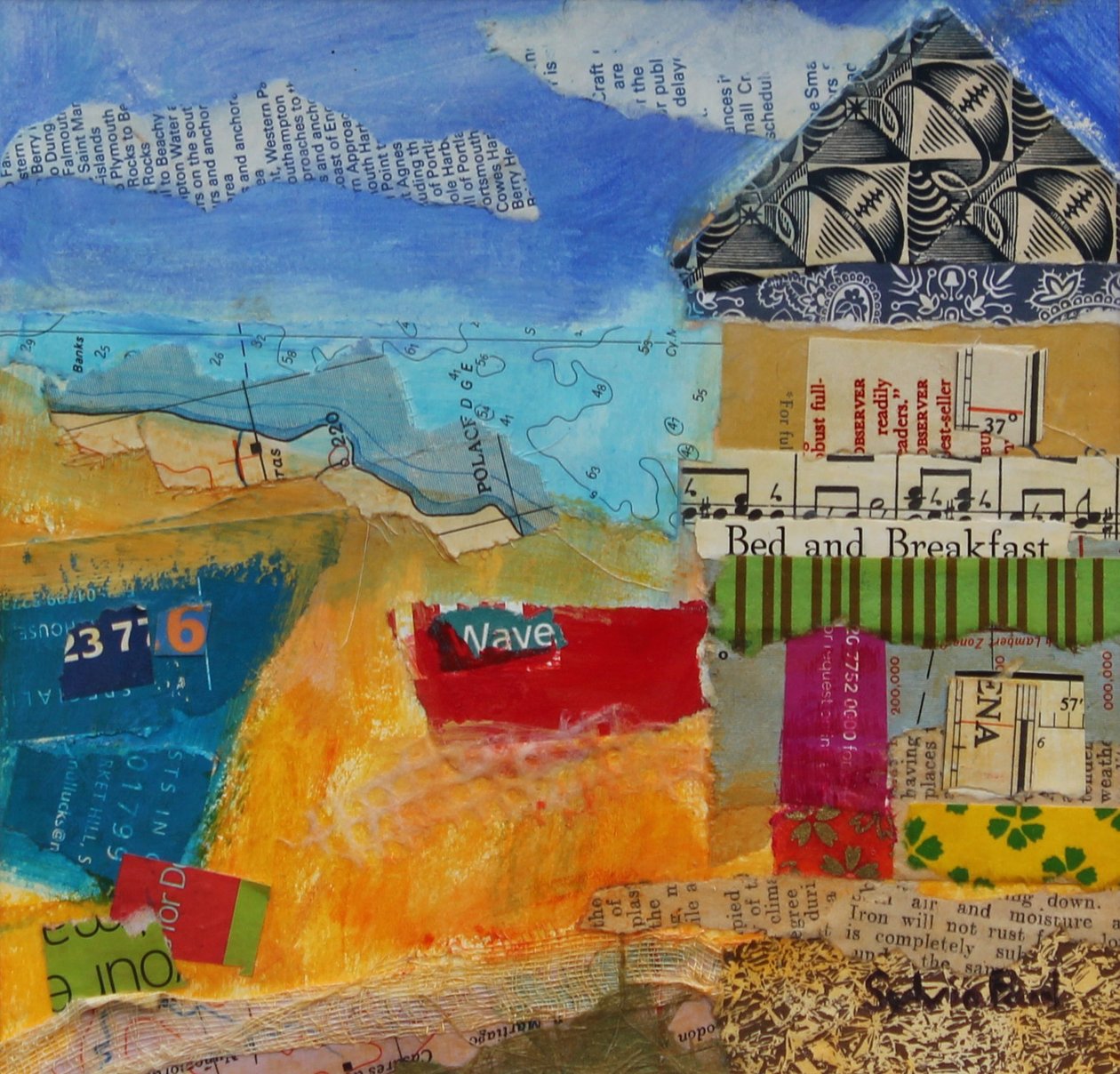 BundB by the Sea 2013, akrilik kağıt kolaj by Sylvia Paul