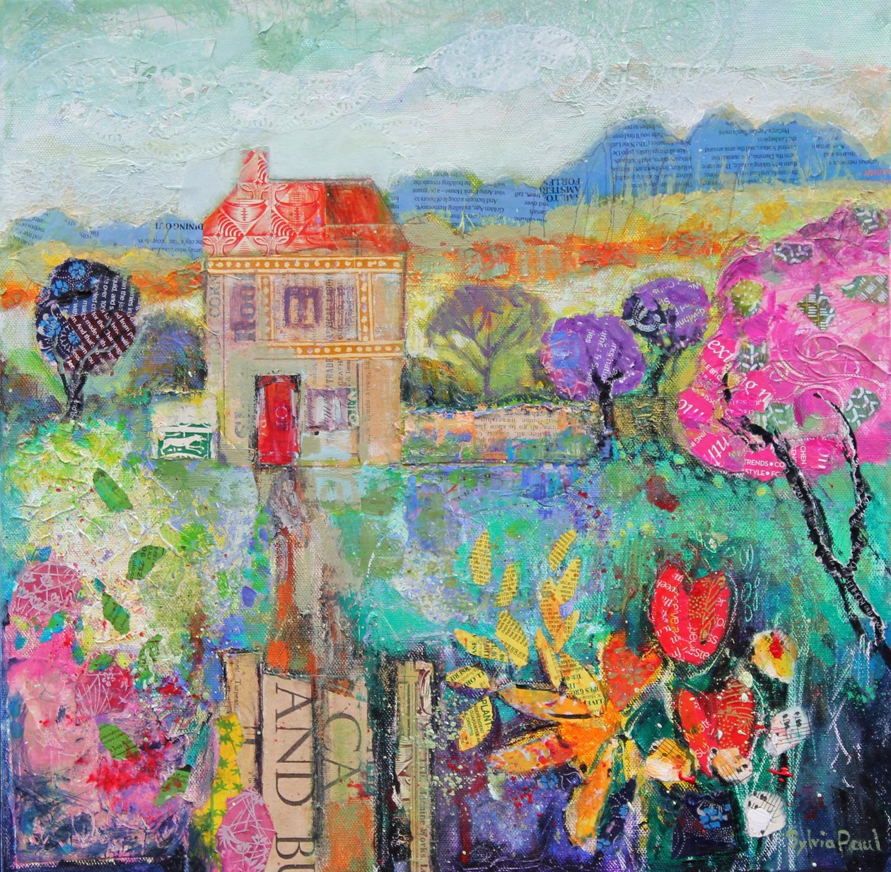 Ülkedeki Yeri, 2014, akrilik kağıt kolaj by Sylvia Paul