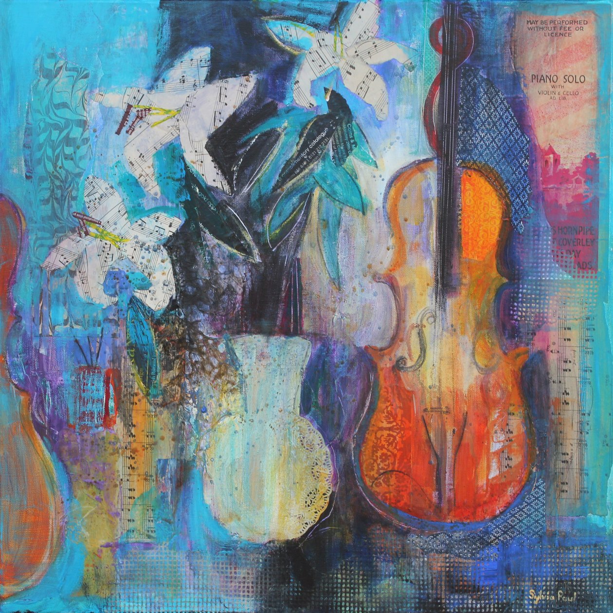 Trio 2014 akrilik kağıt kolajı by Sylvia Paul