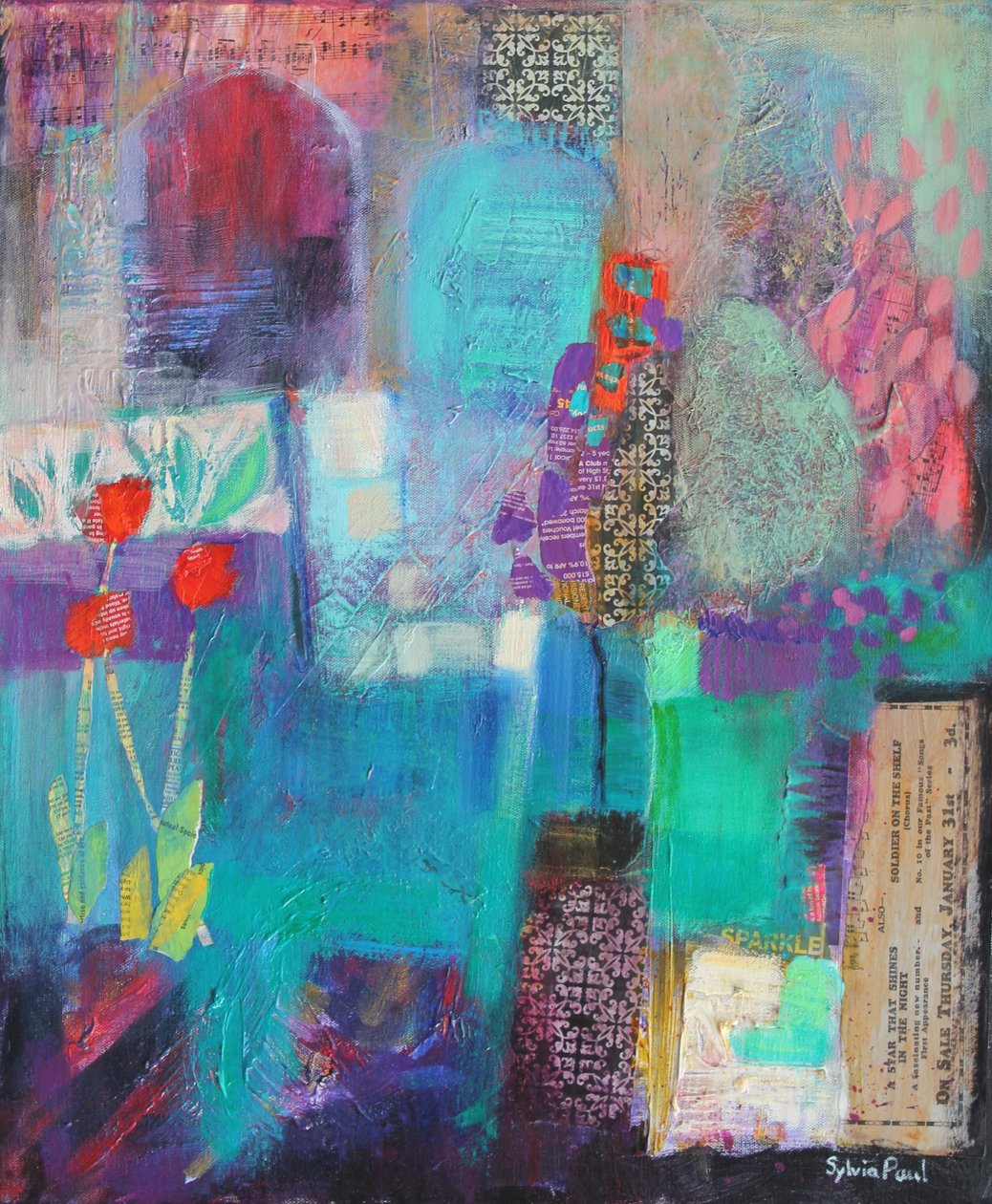 Twilight Garden 2012, akrilik kağıt kolaj by Sylvia Paul