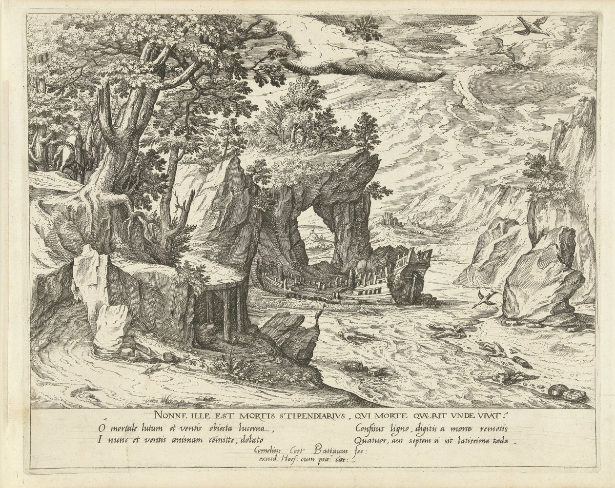 gemi enkazı Alegorik manzaralar (dizi başlığı) by Symon Novelanus (attributed to)