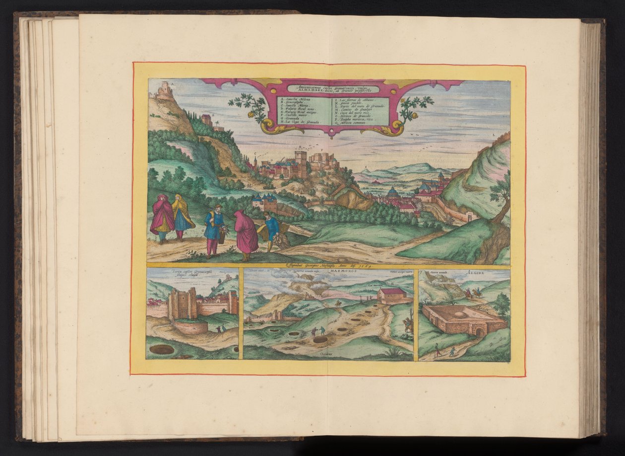 Gezicht op het Alhambra en de stad Granada by Symon Novelanus (possibly)