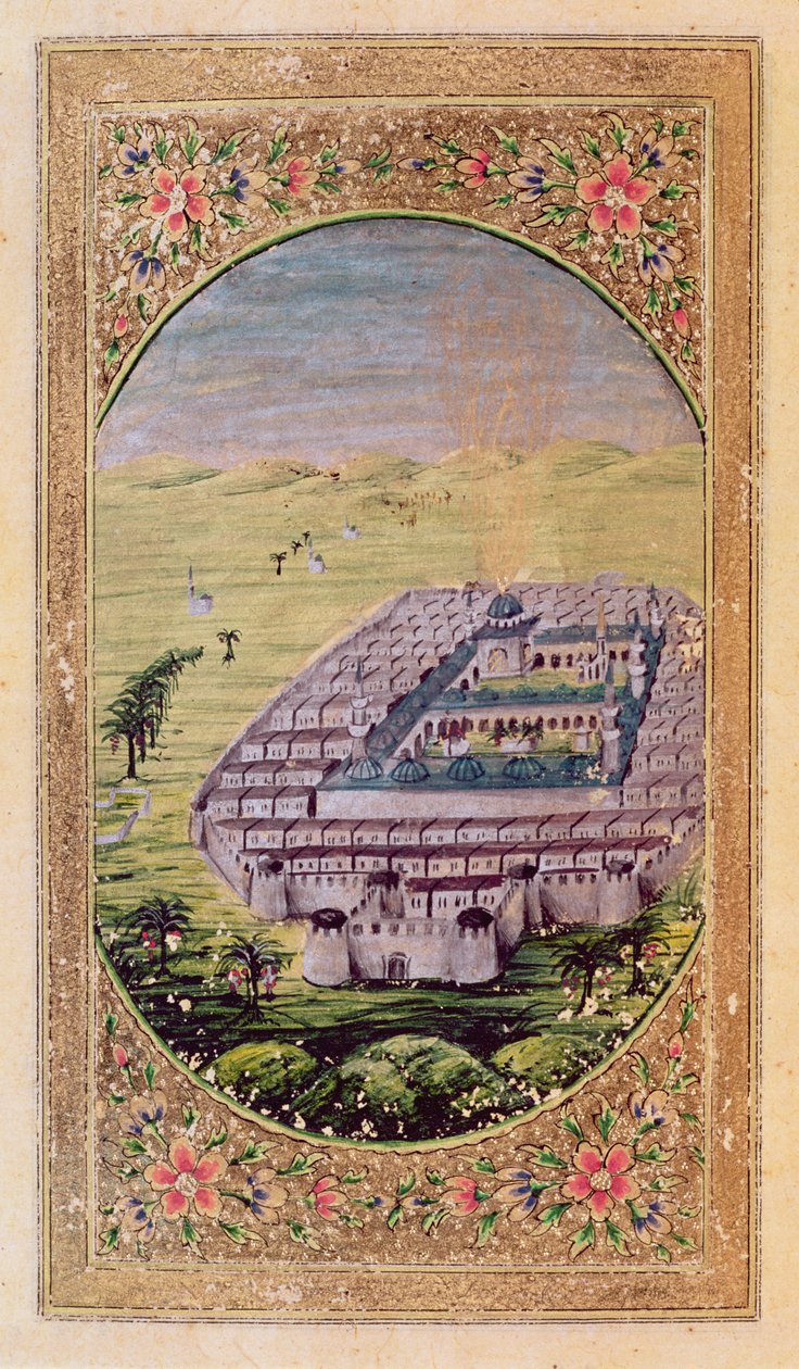 Arafa dağlarıyla çevrili Mekke (minyatür) by Syrian School