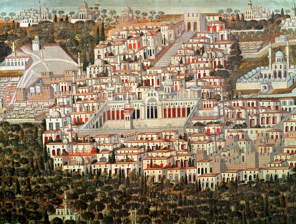 Şam şehrinin görünümü by Syrian School