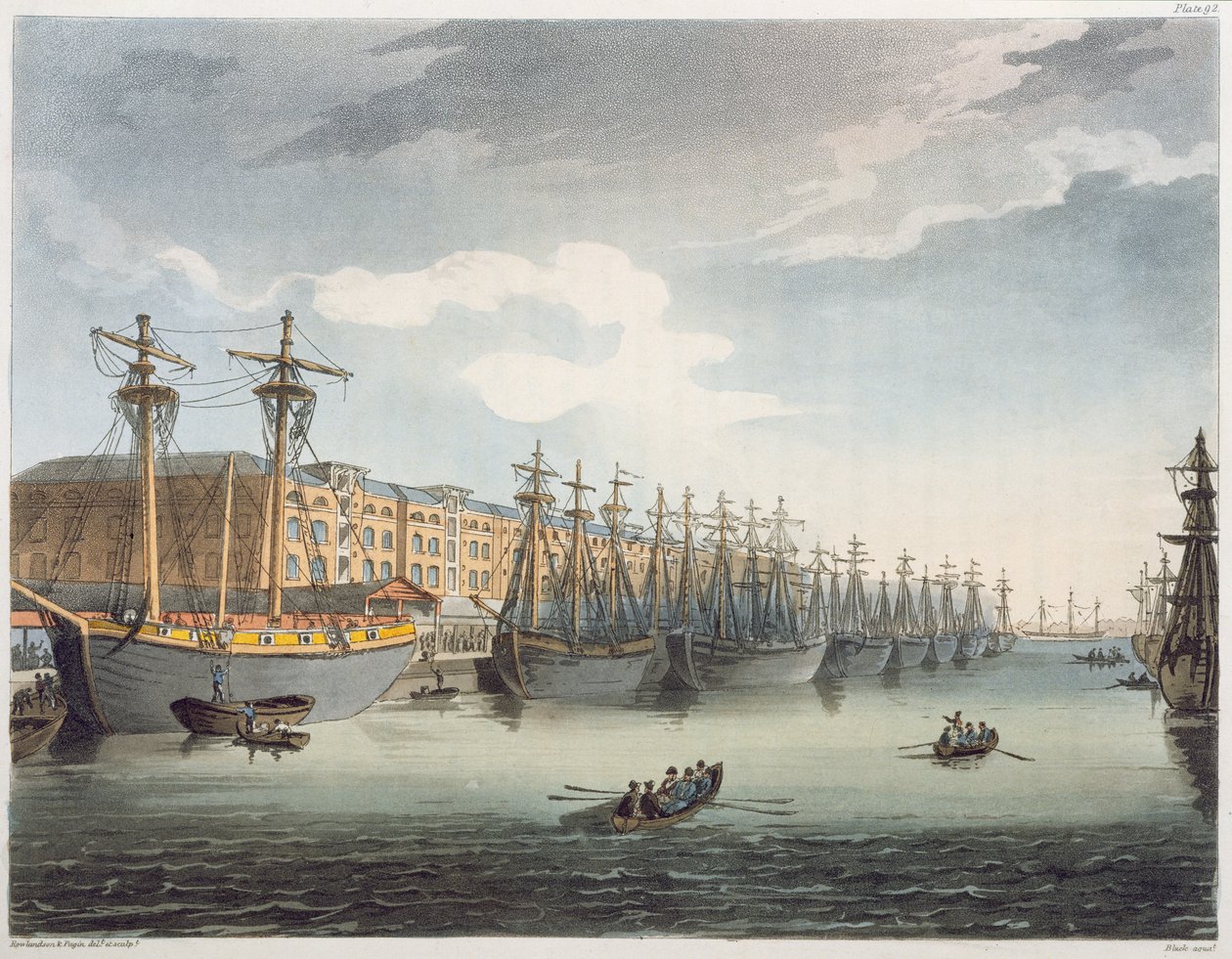 Batı Hindistan Rıhtımları, 1809 by Pugin and Rowlandson
