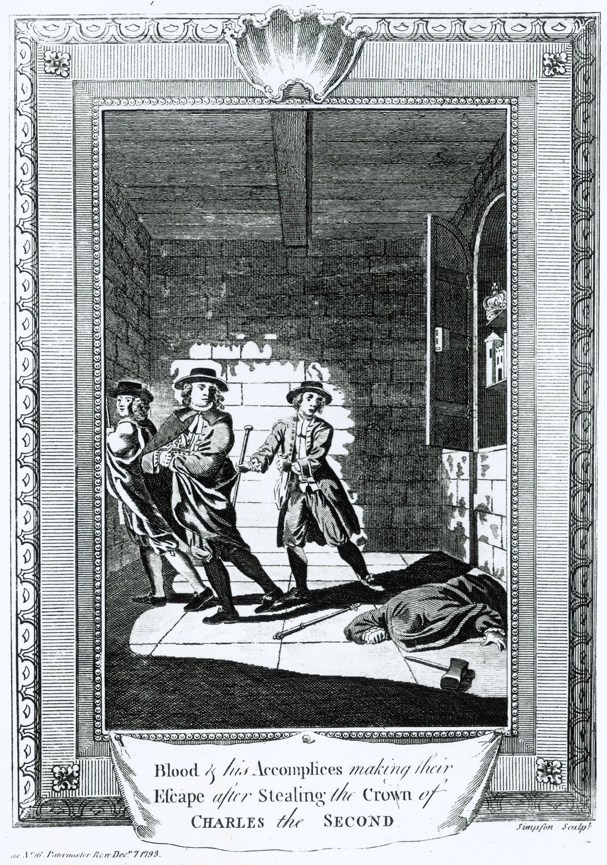 Blood and his Accomplices Making their Escape after Stealing the Crown of Charles II, 1793   by T. Simpson