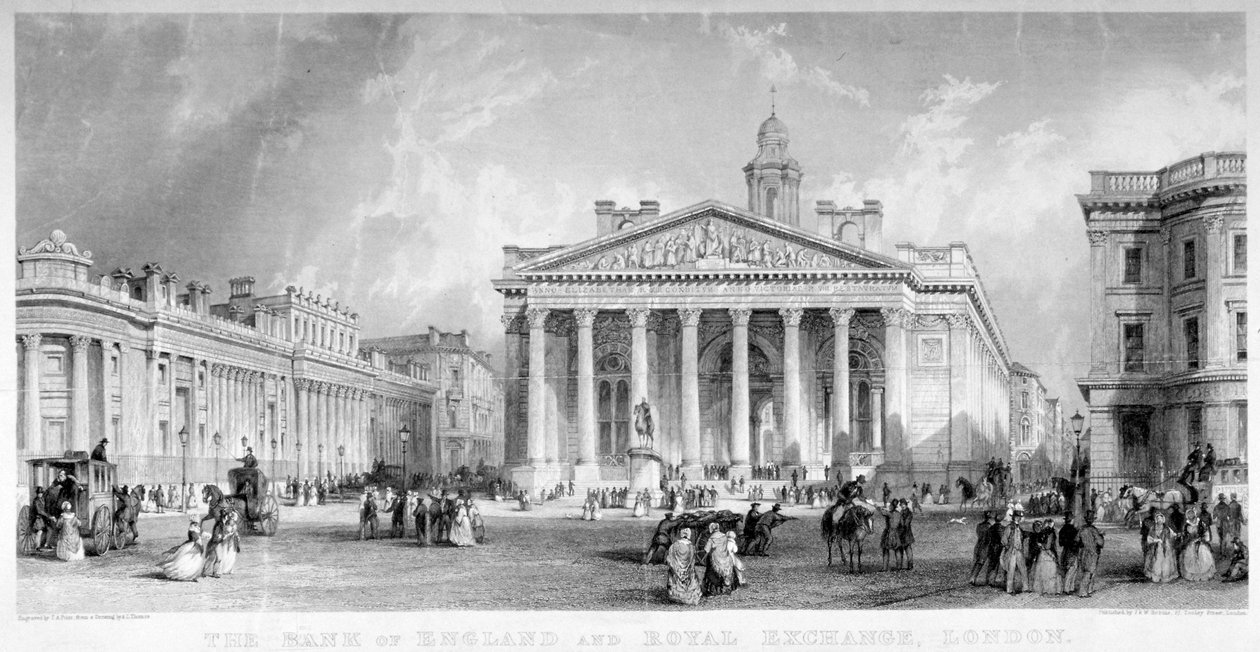 Kraliyet Borsası, Londra Şehri, c1850. by TA Prior