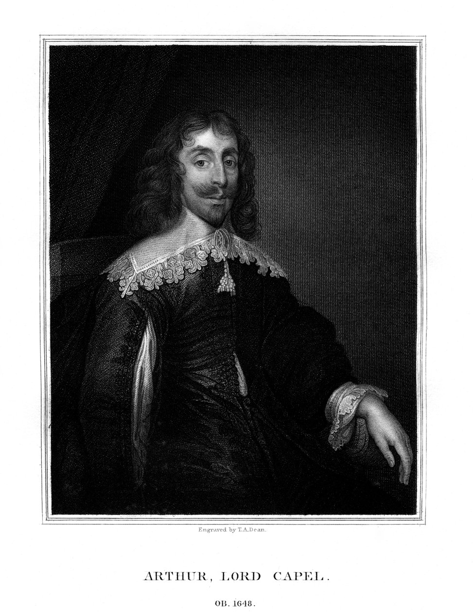 Arthur Capel, 1 Baron Capel, İngiliz kralcı, 1825. by T. A. Dean