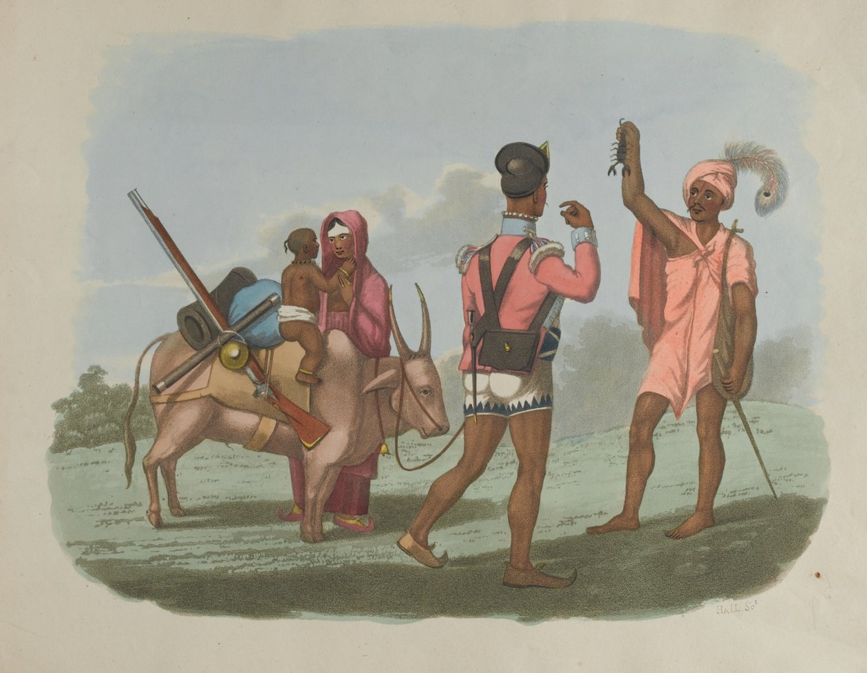 Bir Bengal Sepoy ve ailesi Byraggee kastından biriyle buluşuyor, yaklaşık 1799 by T. Medland