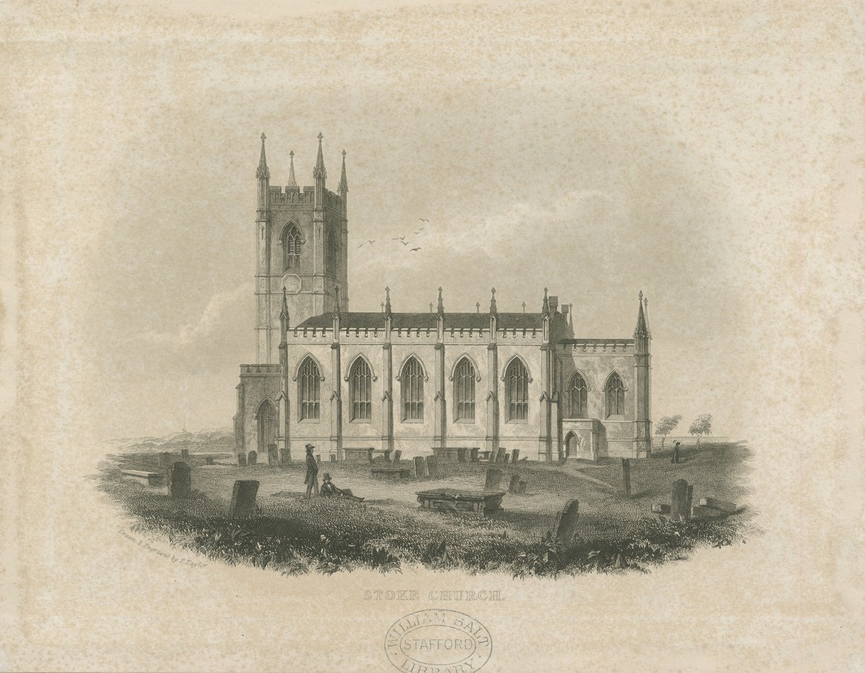 Stoke-upon-Trent Kilisesi [Yeni]: çelik gravür (vinyet ve [?19. yüzyılın ortası] (baskı) by T Taylor