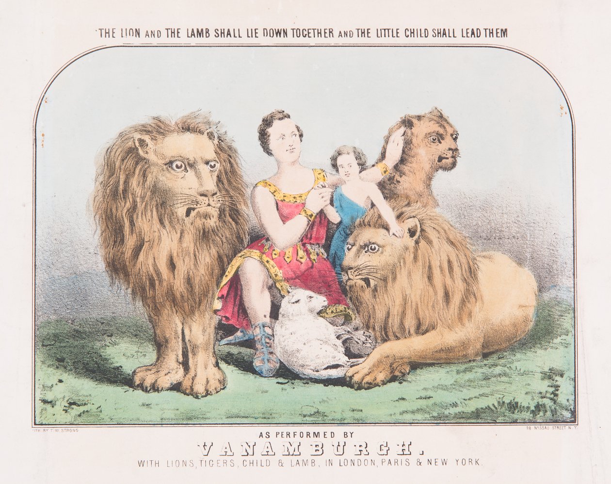 Aslan ve Kuzu Beraber Yatacaklar ve Küçük Çocuk Onlara Yol Gösterecek, 1840 dolayları (kağıt üzerine suluboya) by T. W. Strong