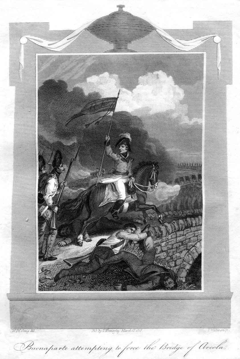 Napolyon Bonapart Arcola köprüsünü zorlamaya çalışırken, 1816. by T. Wallis