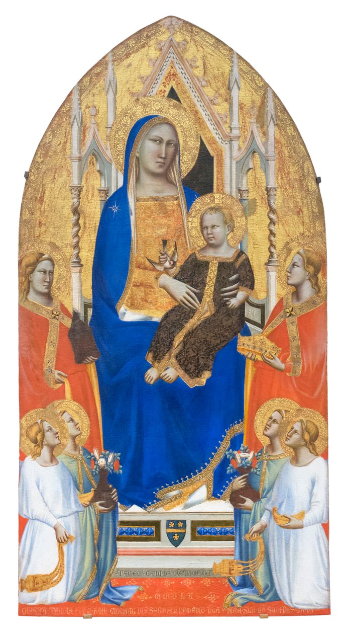 Meryem Ana, İskenderiyeli Aziz Katerina ve meleklerle birlikte tahtta oturan Madonna ve Çocuk by Taddeo Gaddi