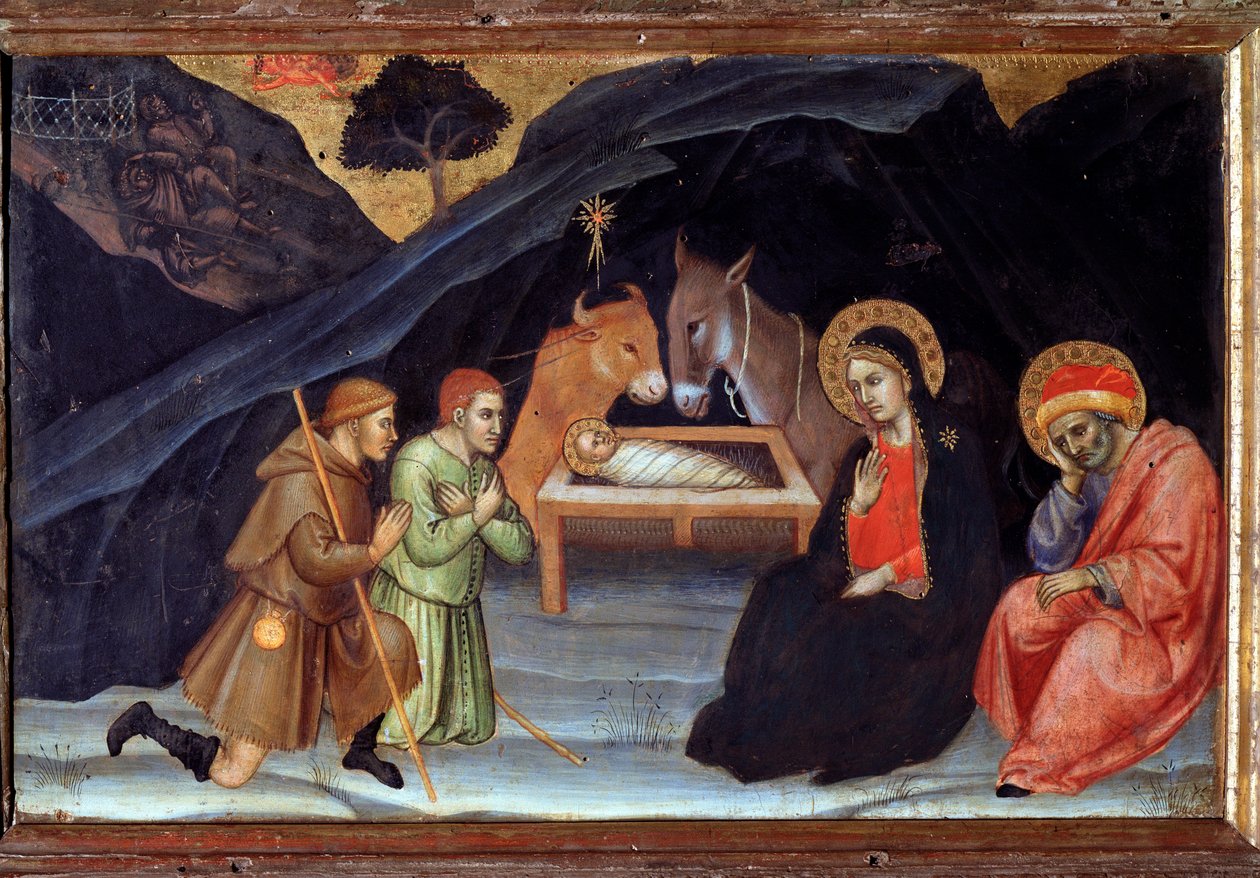 Çobanların hayranlığı - ahşap üzerine tempera by Taddeo di Bartolo
