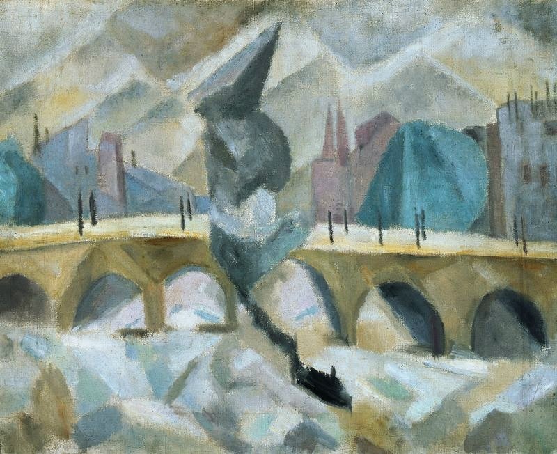 Seine üzerinde köprü. by Tadeusz Makowski