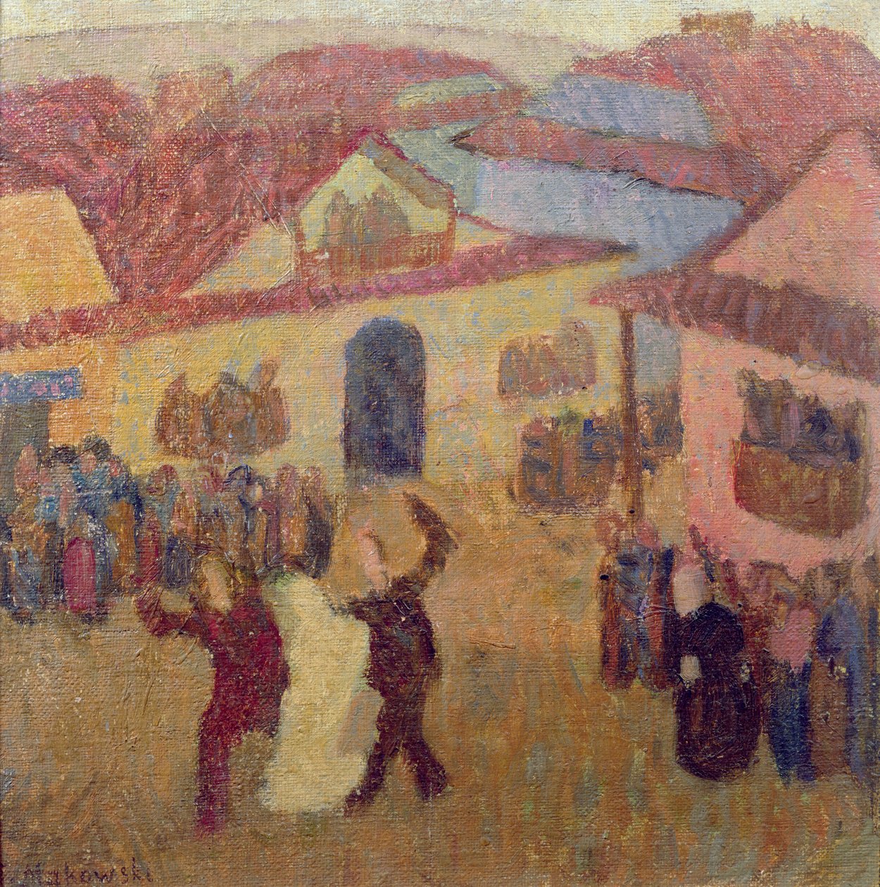 Kasabada Yahudi Düğünü (gemide tuval üzerine yağlı boya) by Tadeusz Makowski