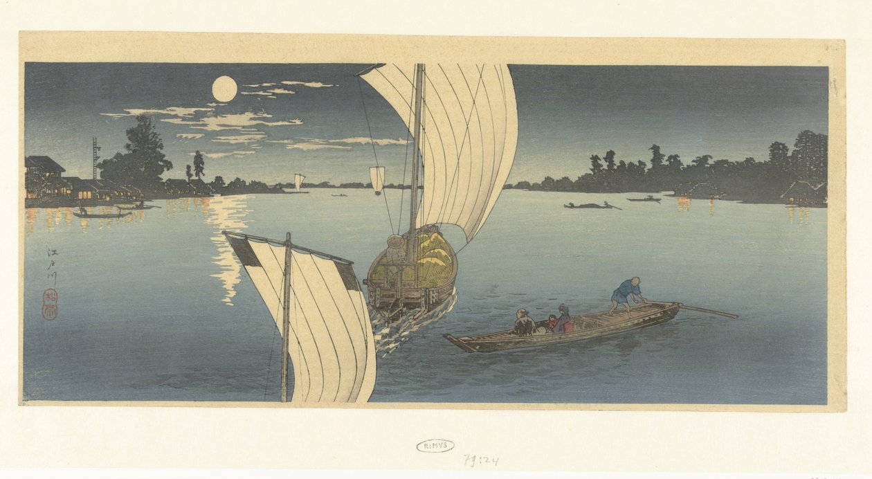 Edo Nehri üzerinde akşam sahnesi Edogawa (nesne üzerindeki başlık) by Takahashi Hiroaki
