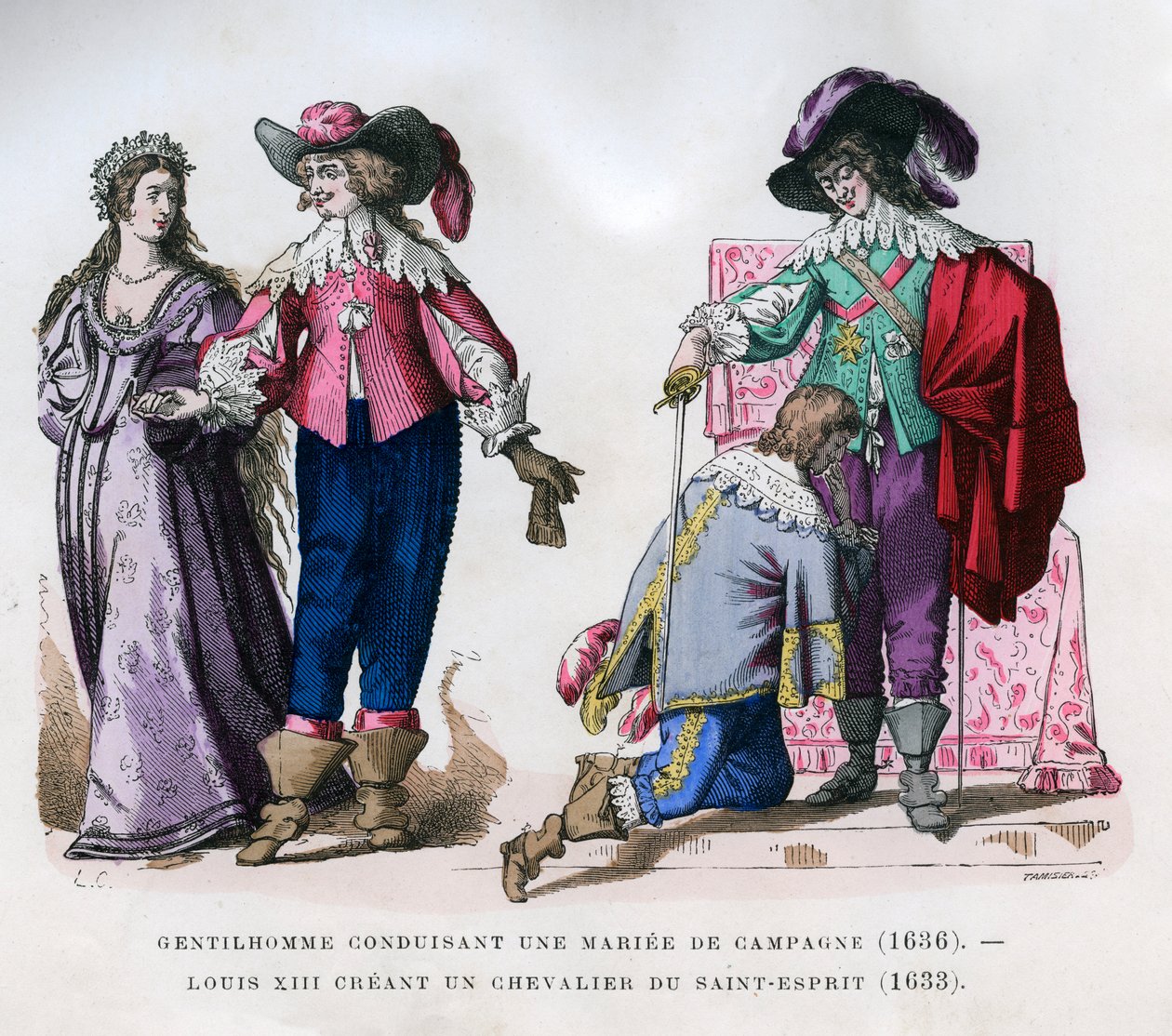Bir taşralı gelini yöneten bir beyefendi, 1636 ve bir şövalye yaratan Louis XIII, 1633 1882-1884 by Tamisier