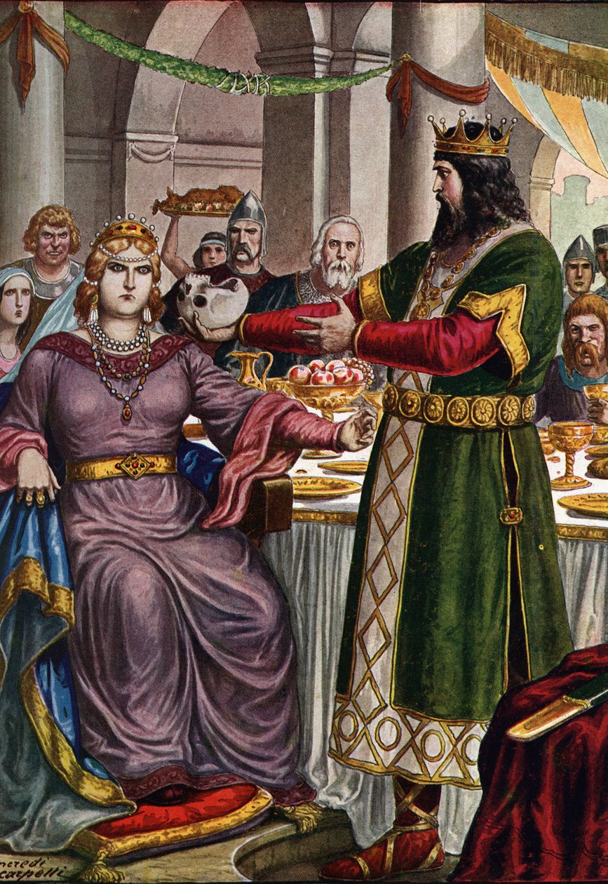 Lombard kralı Alboin (yaklaşık 526-572) karısı gepid prensesi Rosemonde