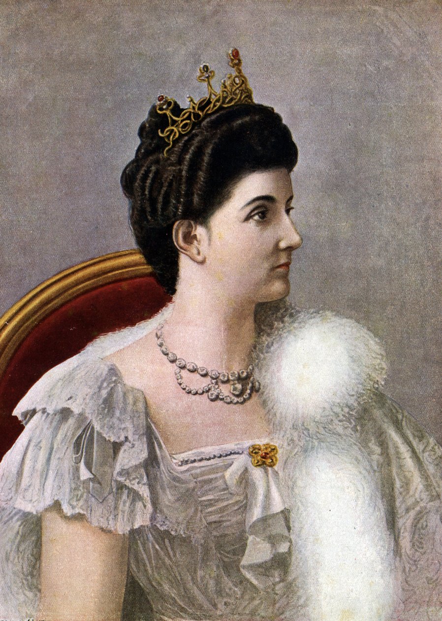 İtalya Kraliçesi Portresi Karadağ Helene (Elena) (1873-1952) Tancredi Scarpelli