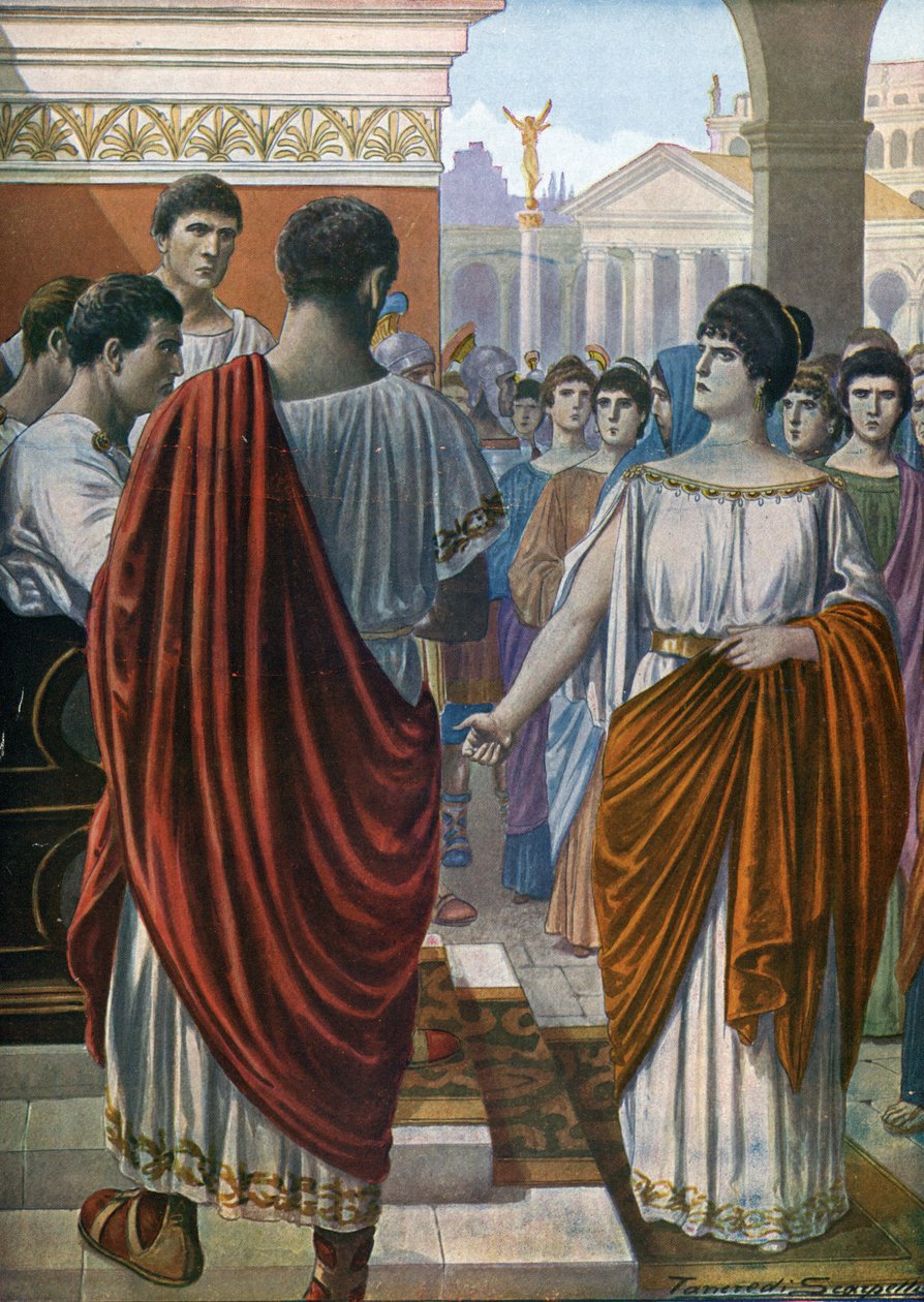Roma antikası, özel bir vergiye maruz kalan Roma matronlarının sözcüsü Ortanca, MÖ 42