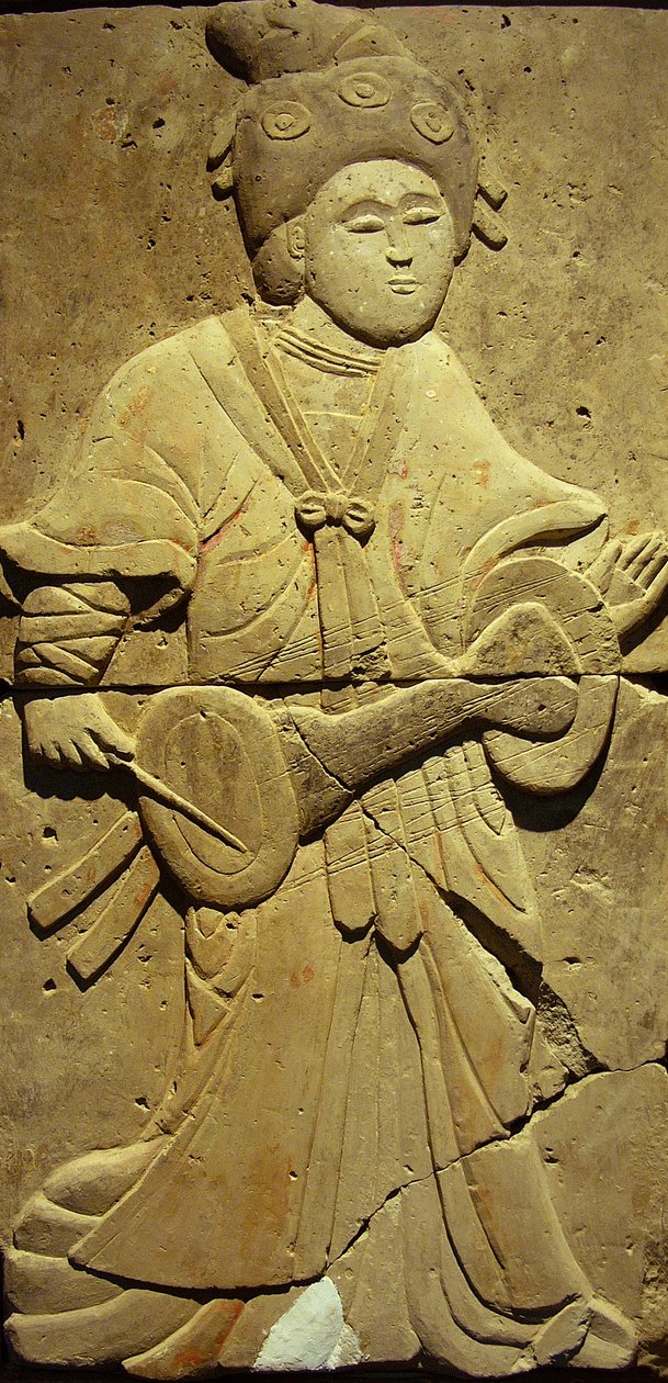 Bir müzisyeni tasvir eden stel (pişmiş toprak) by Tang Dynasty Chinese School