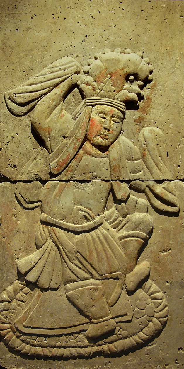 Bir müzisyeni tasvir eden stel (pişmiş toprak) by Tang Dynasty Chinese School