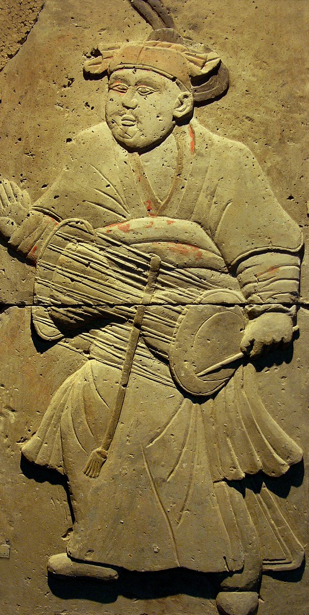 Bir müzisyeni tasvir eden stel (pişmiş toprak) by Tang Dynasty Chinese School