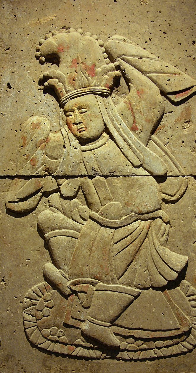 Bir müzisyeni tasvir eden stel (pişmiş toprak) by Tang Dynasty Chinese School