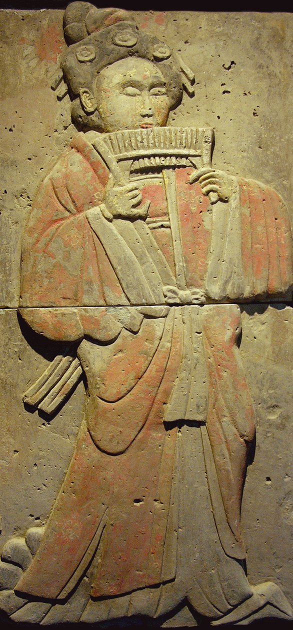 Müzisyen, Tang Hanedanlığı ile pişmiş toprak stel by Tang Dynasty Chinese School