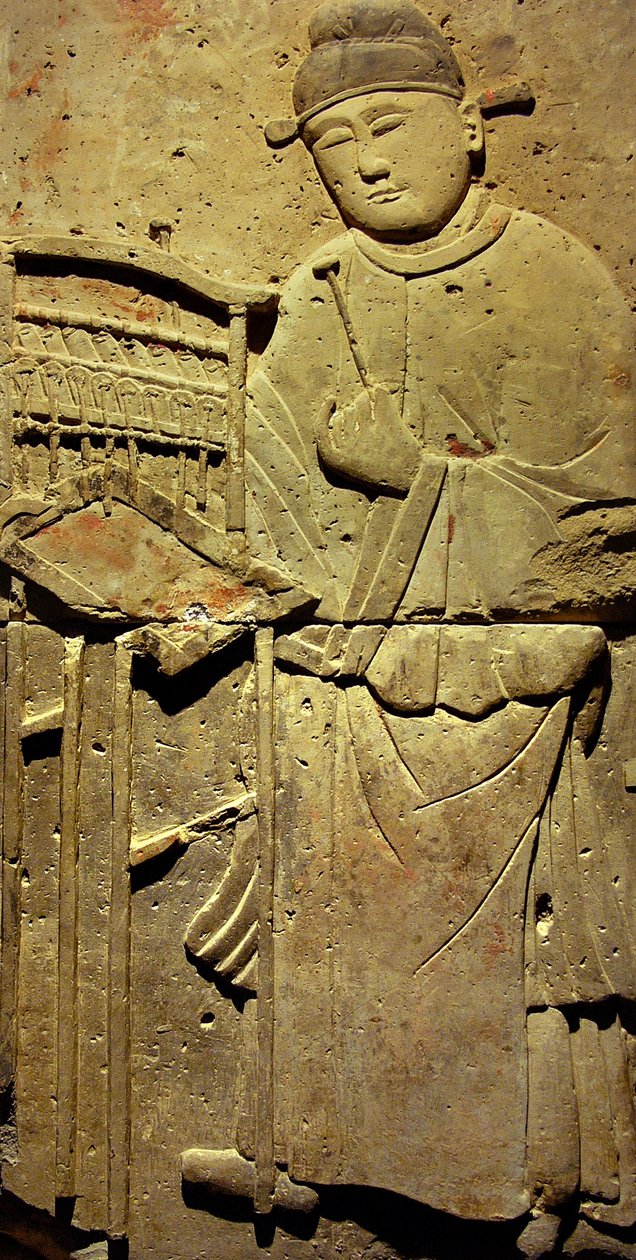 Müzisyen, Tang Hanedanlığı ile pişmiş toprak stel by Tang Dynasty Chinese School