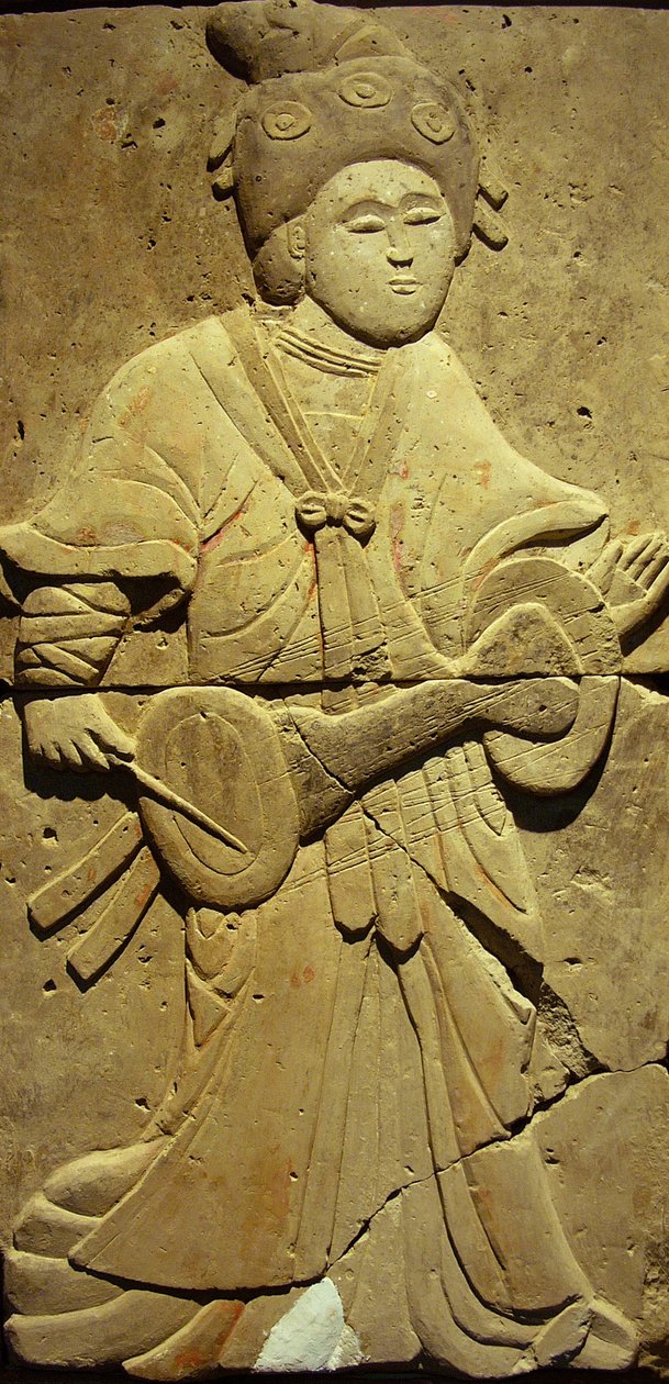Müzisyen, Tang Hanedanlığı ile pişmiş toprak stel by Tang Dynasty Chinese School