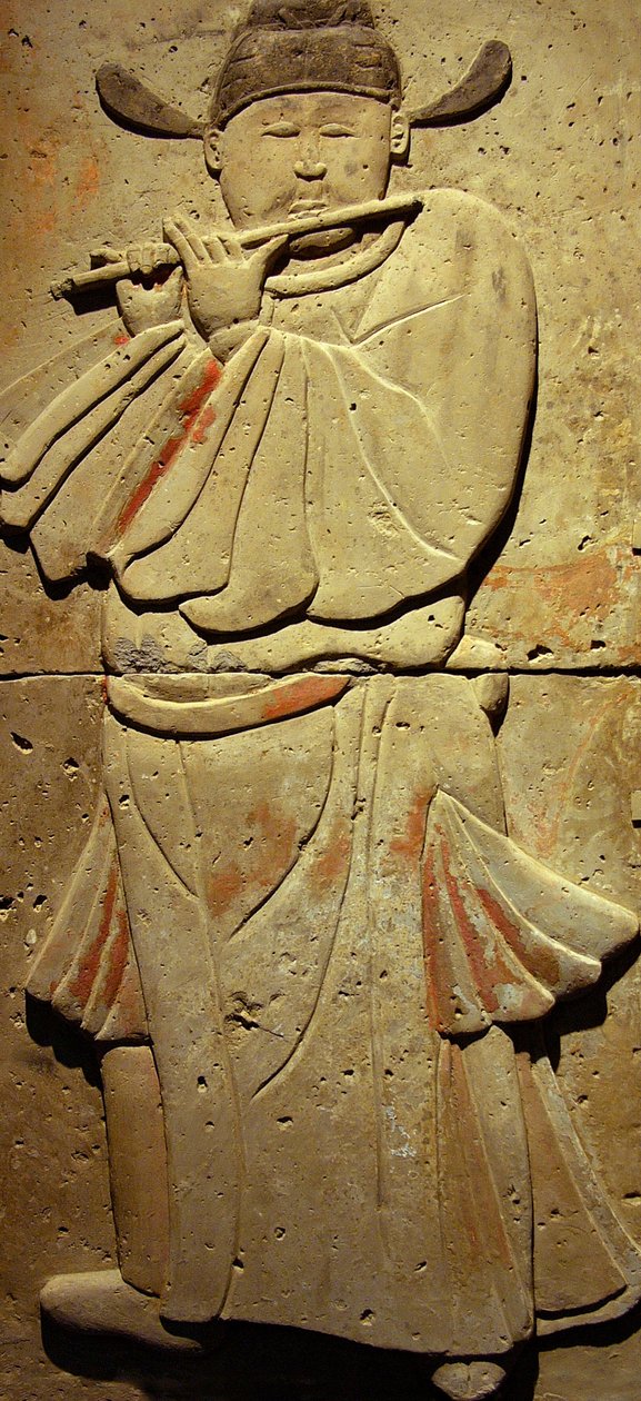 Müzisyen, Tang Hanedanlığı ile pişmiş toprak stel by Tang Dynasty Chinese School