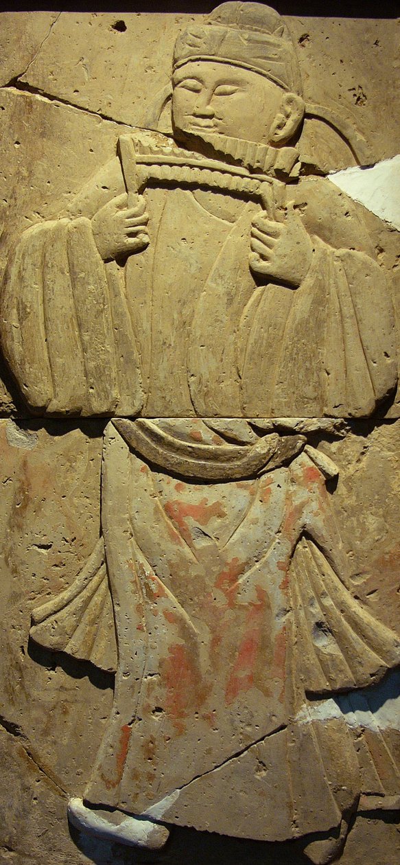 Müzisyen, Tang Hanedanlığı ile pişmiş toprak stel by Tang Dynasty Chinese School