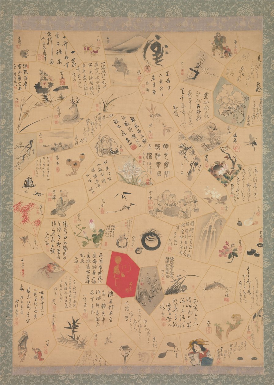 Bunsei Döneminin Üçüncü Yılı İçin Çeşitli Tablolar ve Hat Sanatı, 1820. by Tani Buncho