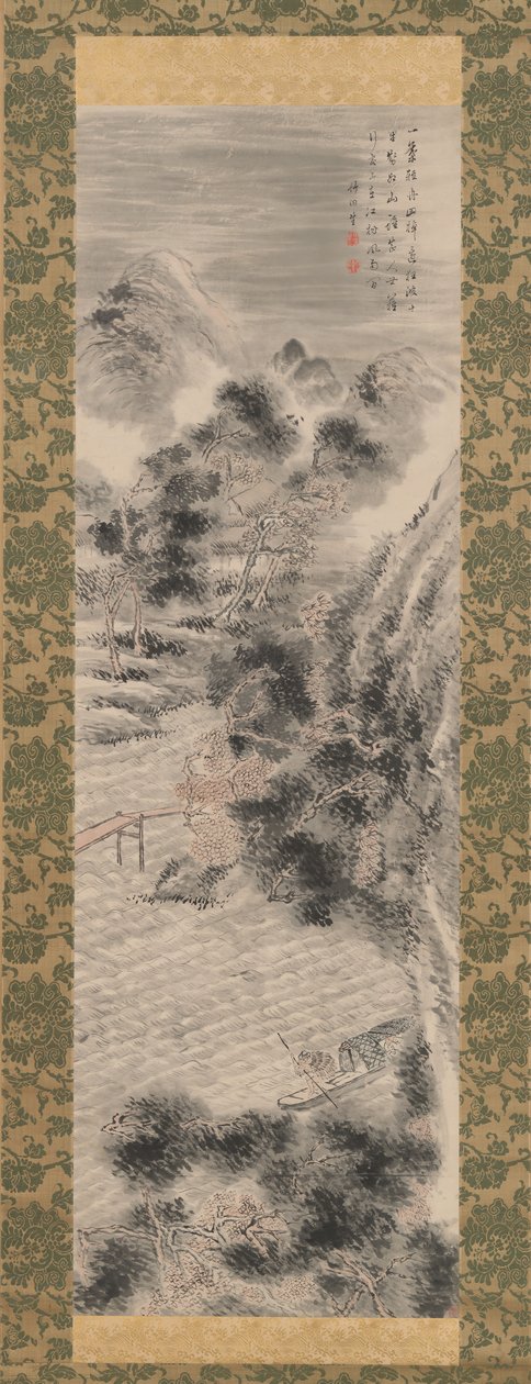 18. yüzyılın sonlarında 19. yüzyılın başlarında bir Nehir Köyü üzerinde yağmur fırtınası. by Tanomura Chikuden