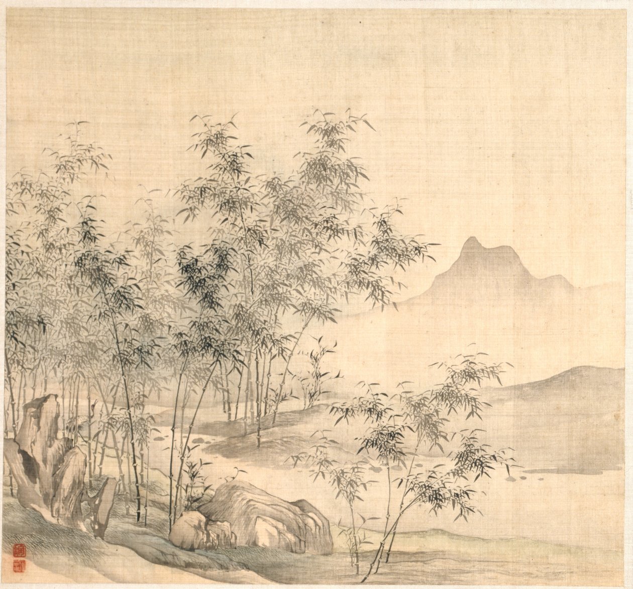 Bambu Korusunda Yalnız Bir Turna, 1600