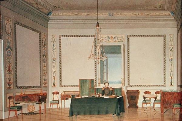 İmparator Alexander I (1777-1825) Saray Ofisinde, 1820 (kağıt üzerinde wc) by Tchernik Tchernik