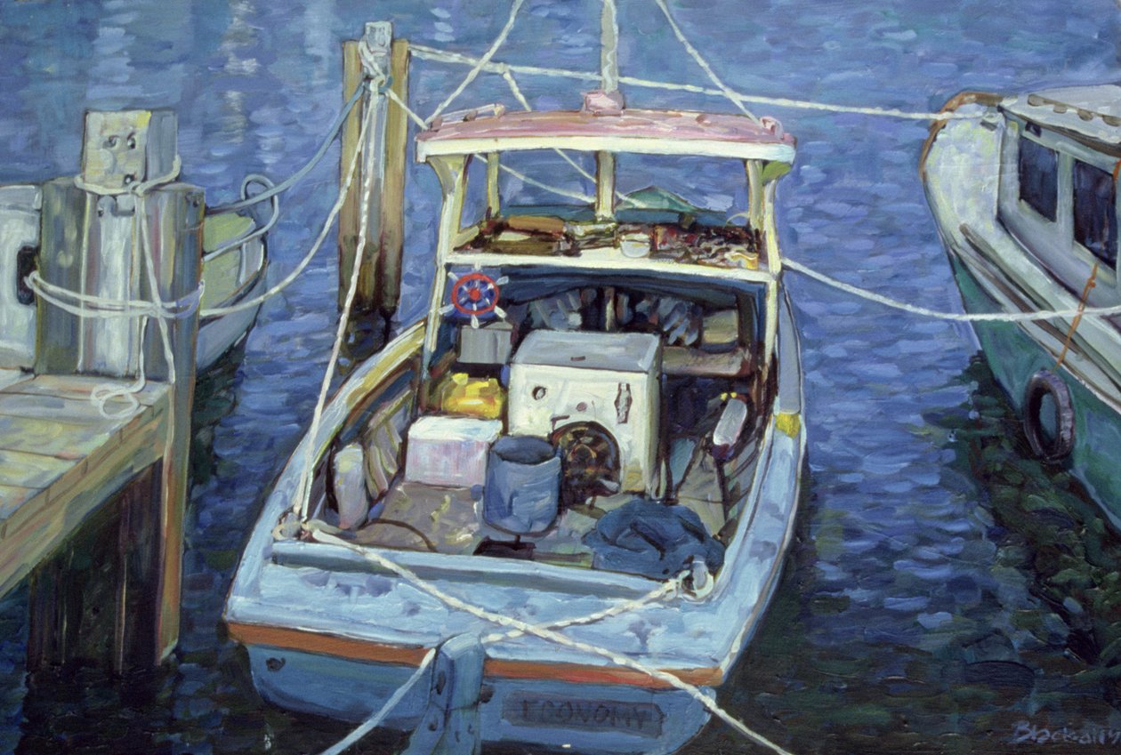 İskelede Eski Balıkçılık Fırlatma, 1988 by Ted Blackall
