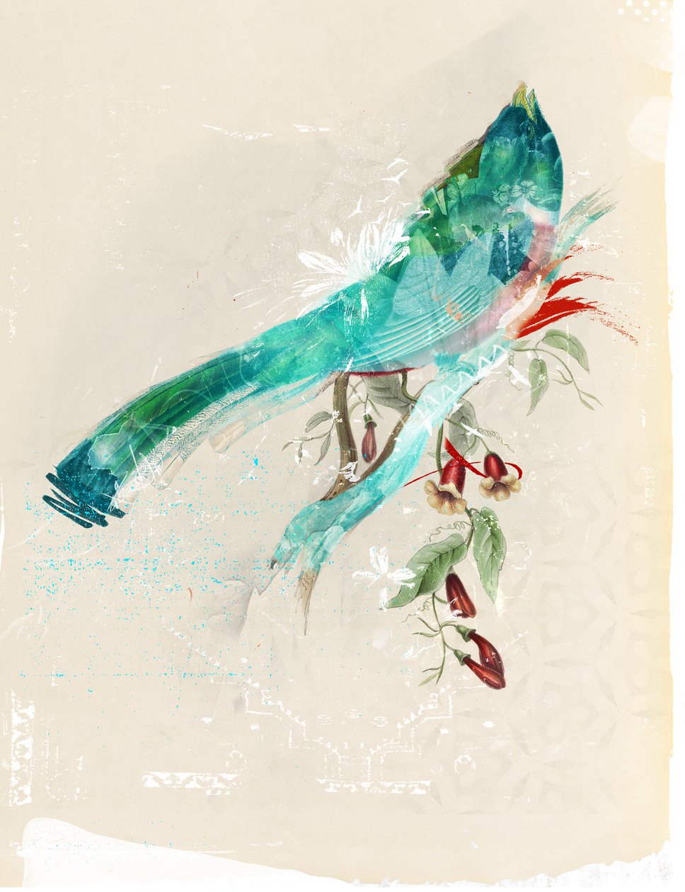 Kuş Silüeti, 2017 (Tuval üzerine kolaj) by Teis Albers